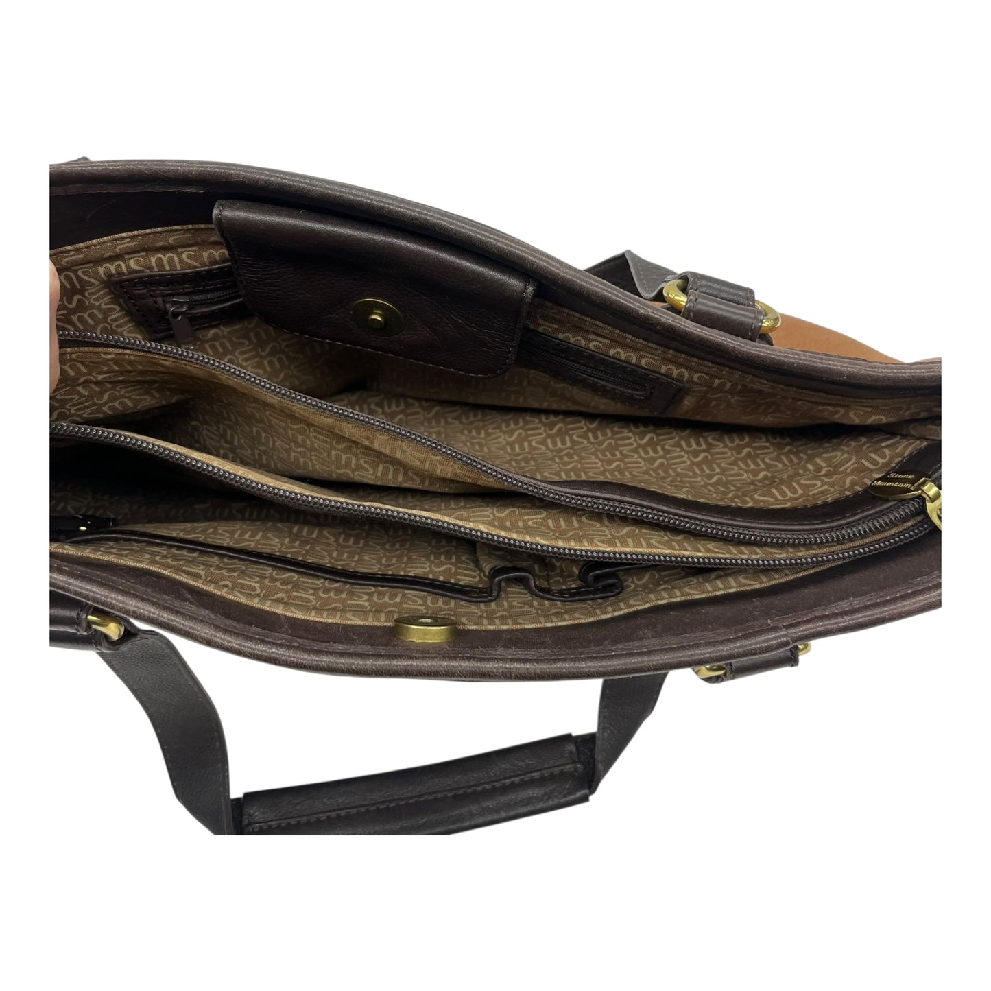 Handbag Leather By Stone Mountain In Brown, Size:Medium