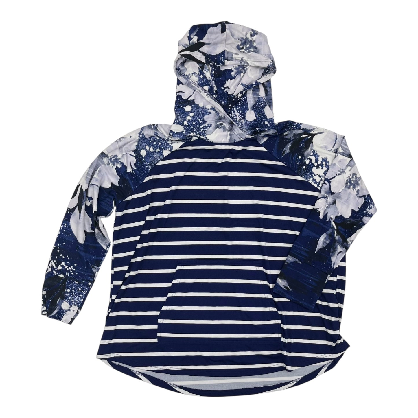 Sweatshirt Hoodie By Lularoe In Blue & White, Size:3X