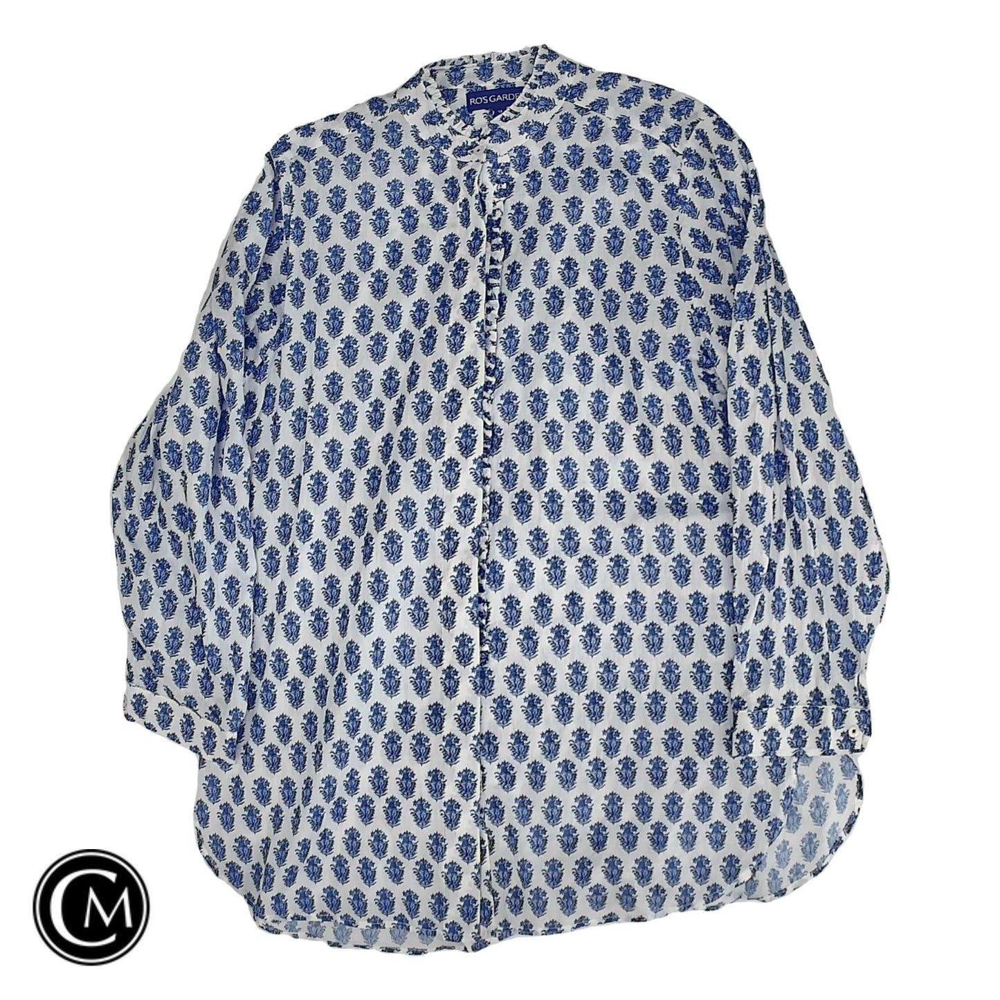 Tunic Ls By Ros Garden In Blue & White, Size: M