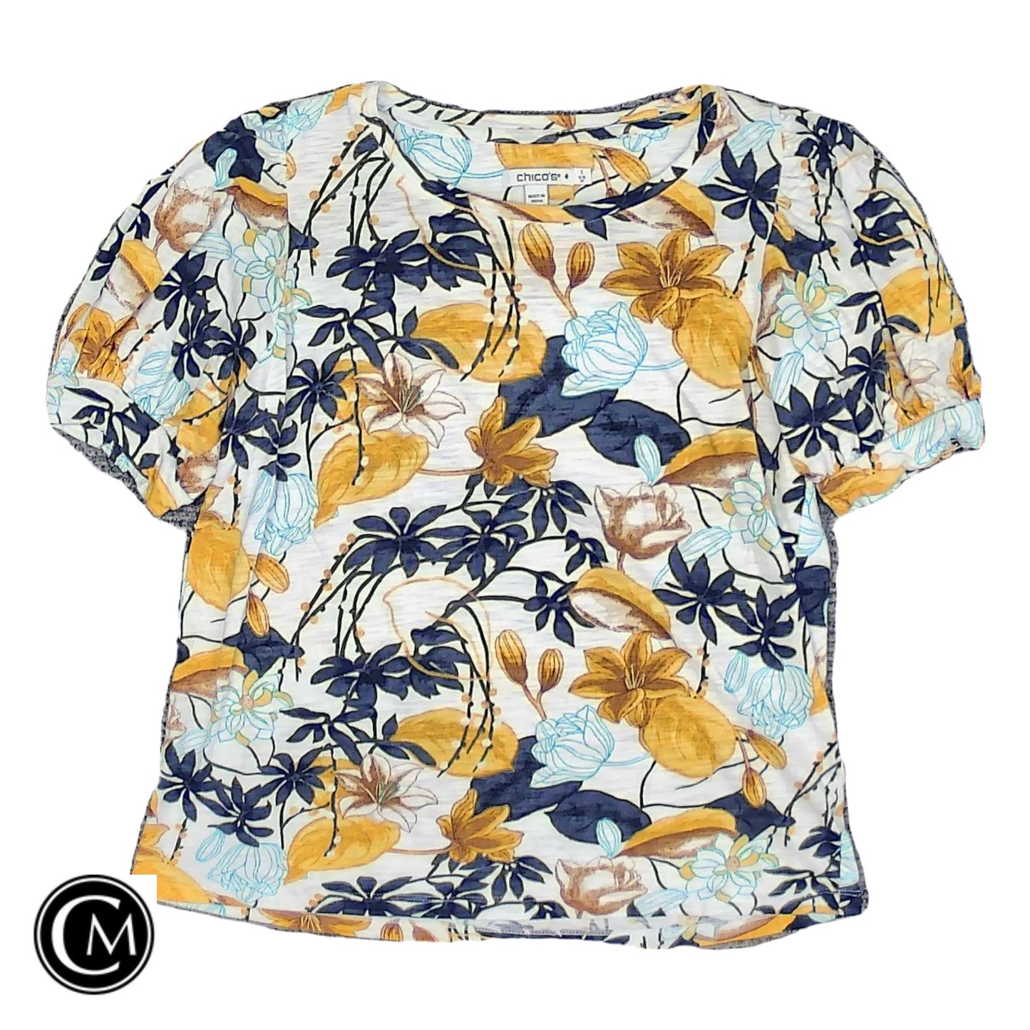 Top Ss Basic By Chicos In Floral Print, Size: M