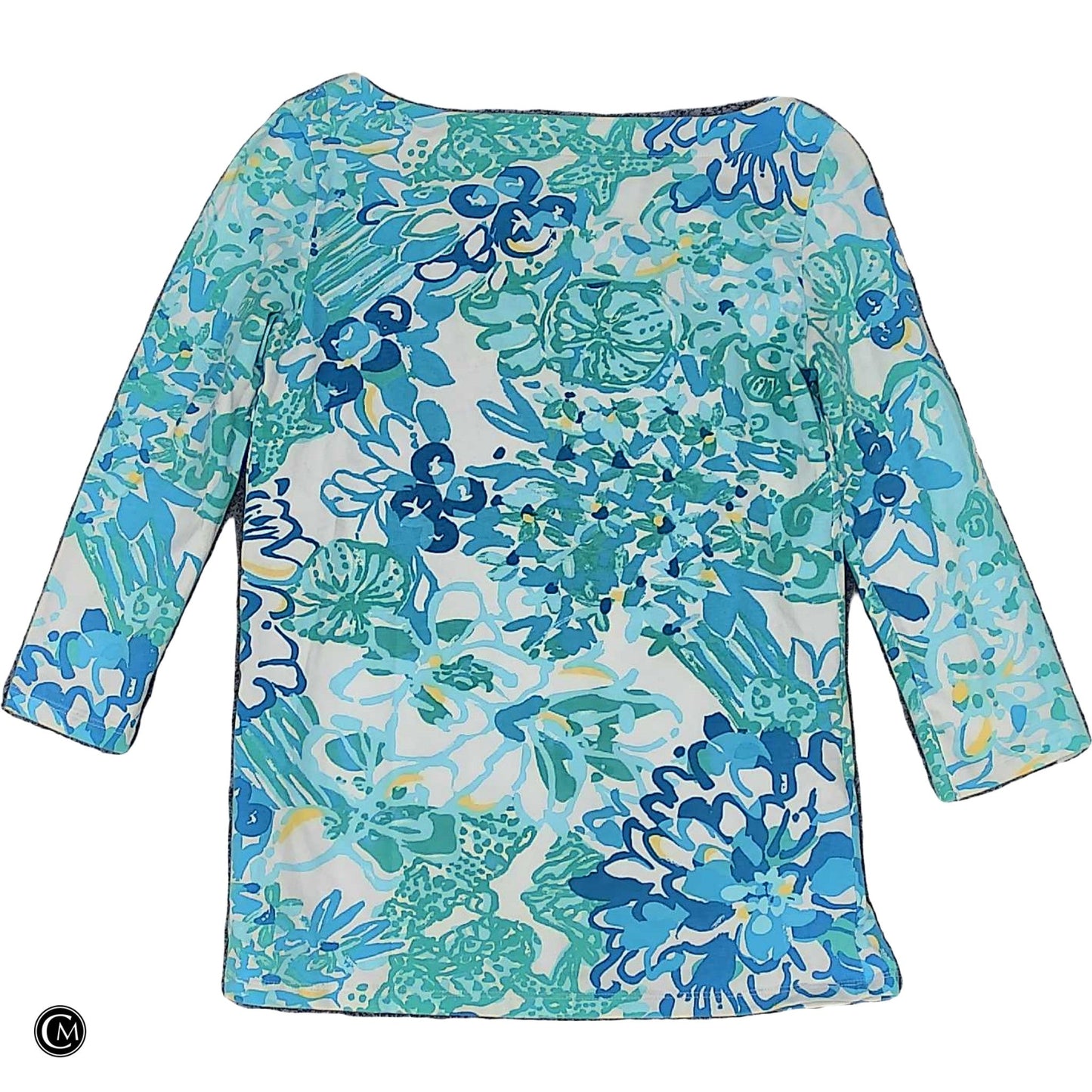 Top 3/4 Sleeve Designer By Lilly Pulitzer In Blue & White, Size: Xs