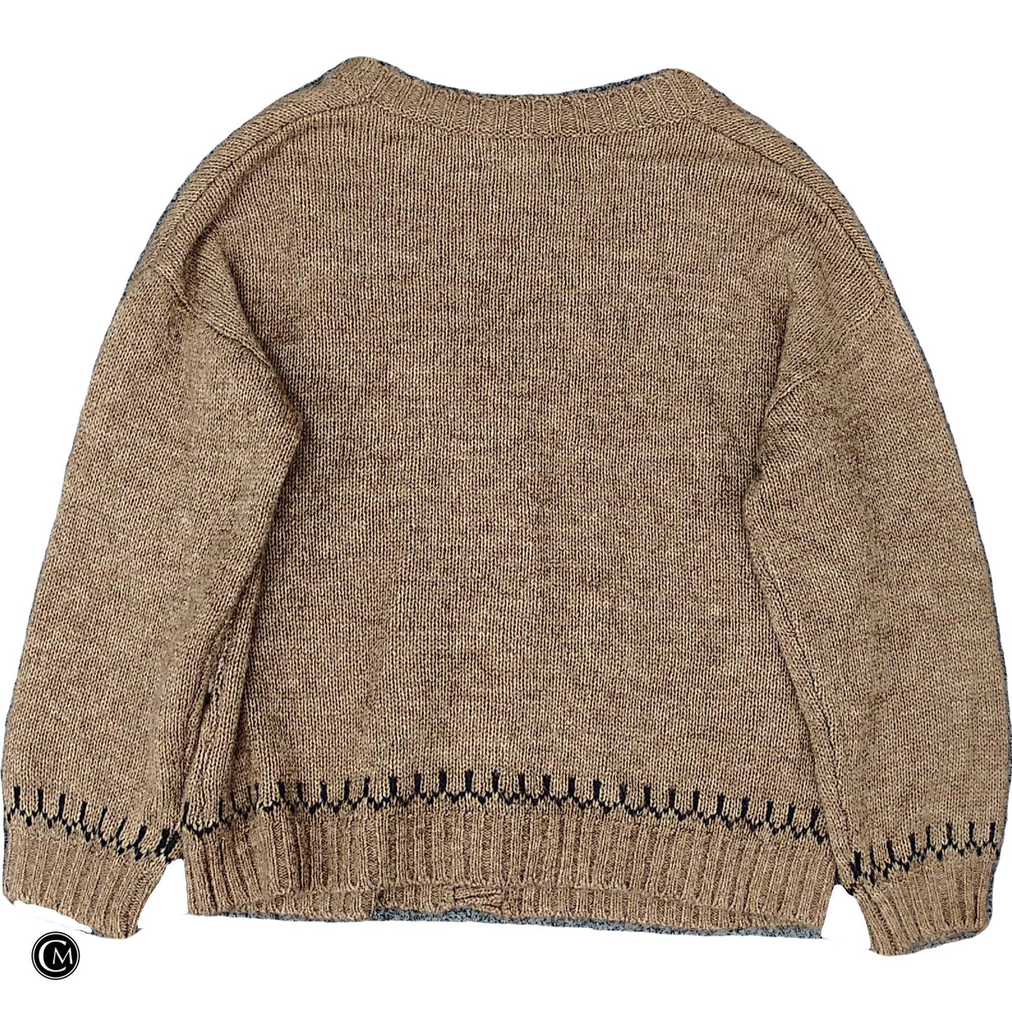 Sweater Cardigan By Old Navy In Brown & White, Size: M image 2
