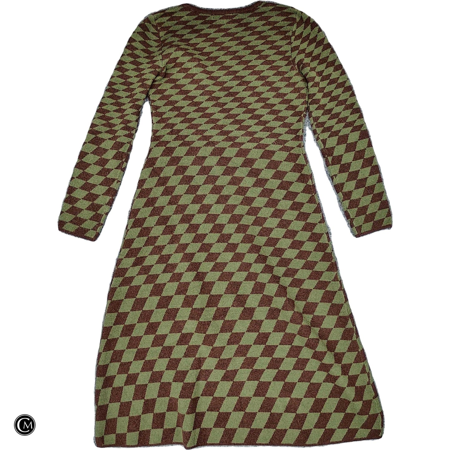 Dress Sweater By Moon River In Brown & Green, Size: M