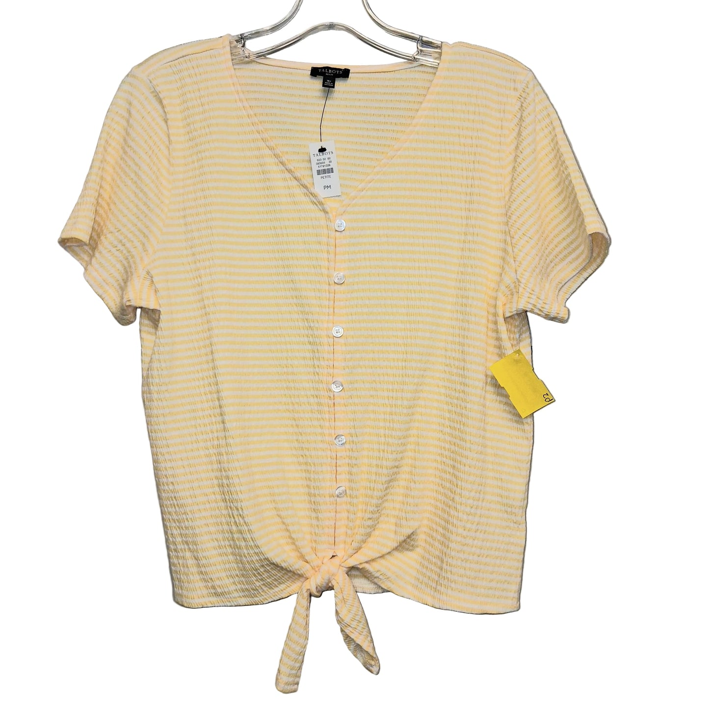 Top Ss By Talbots In White & Yellow, Size:Mp