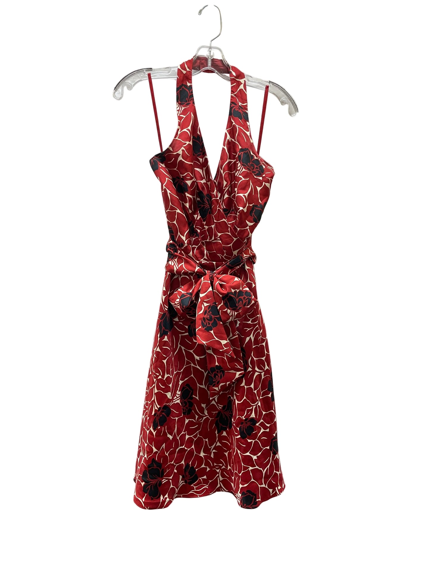 Dress Casual Midi By Ann Taylor In Black & Red, Size:S