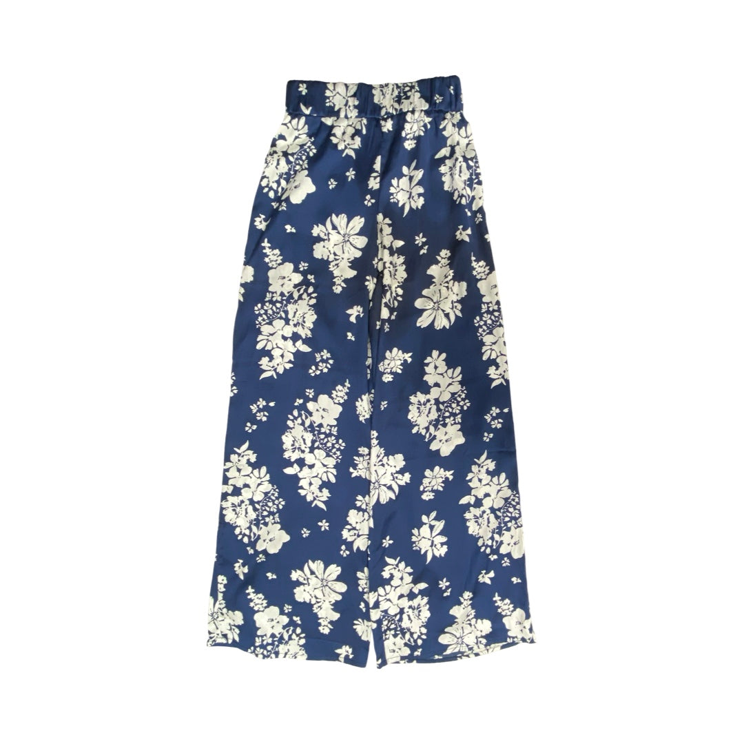 Pants Wide Leg By Elan In Blue & White, Size:S