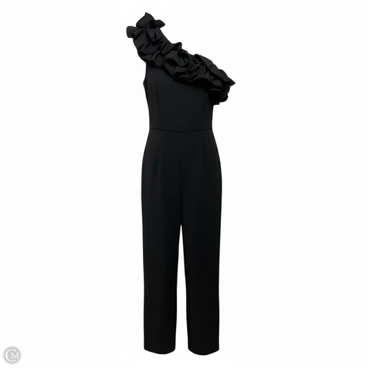 Ruffle Knit Crepe Jumpsuit By Adrianna Papell In Black, Size: 2