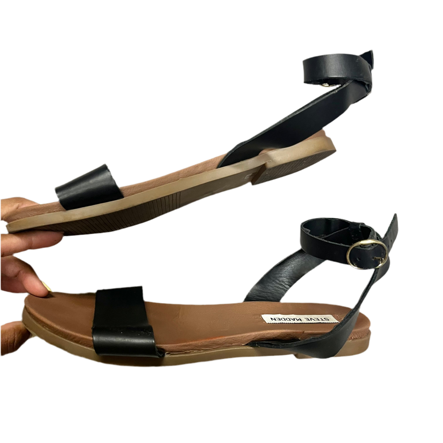 Sandals Flats By Steve Madden In Black & Brown, Size: 8.5