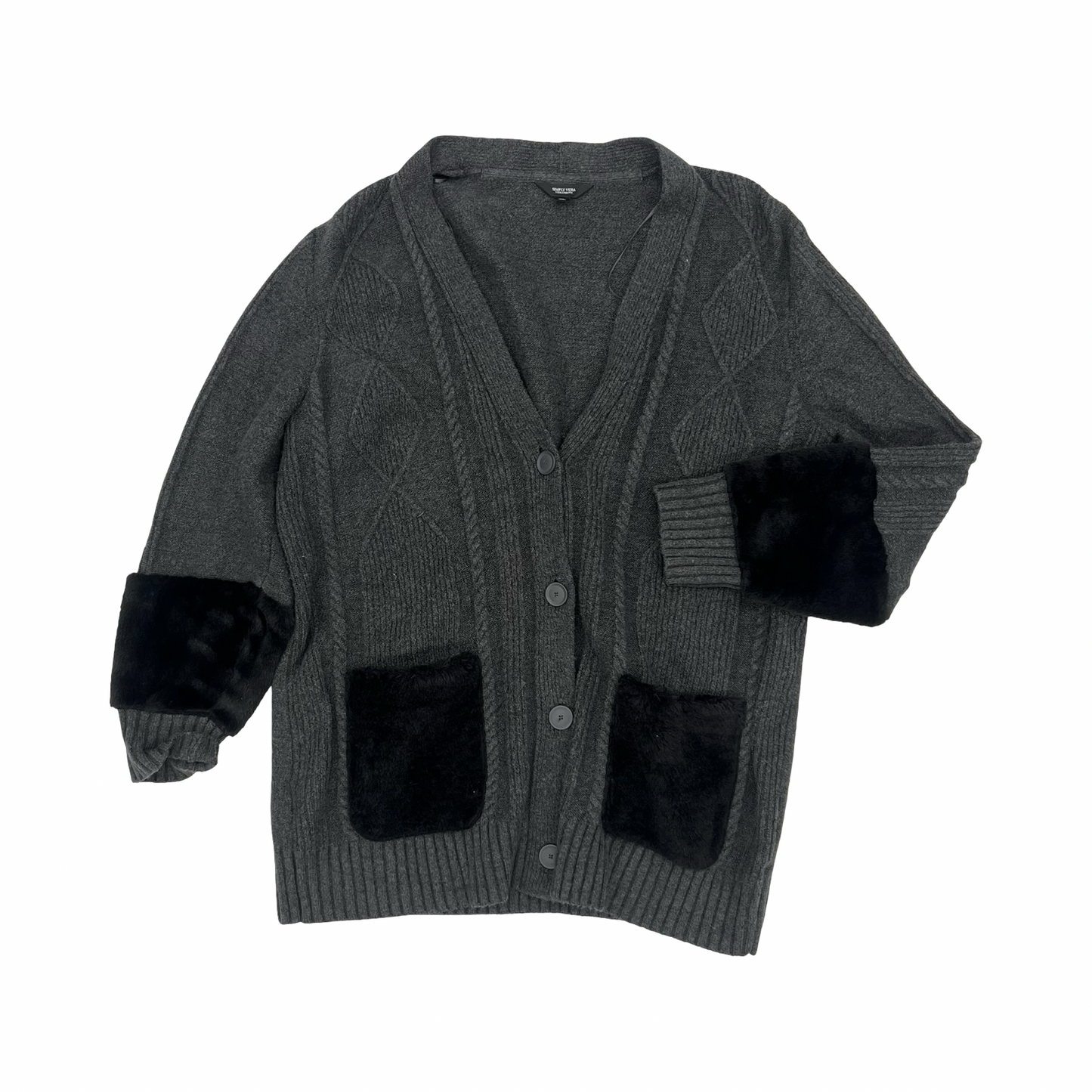 Sweater Cardigan By Simply Vera In Grey, Size:Xl