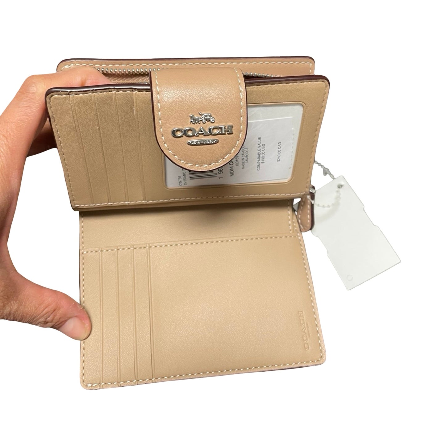 Wallet Designer By Coach In Tan, Size:Small