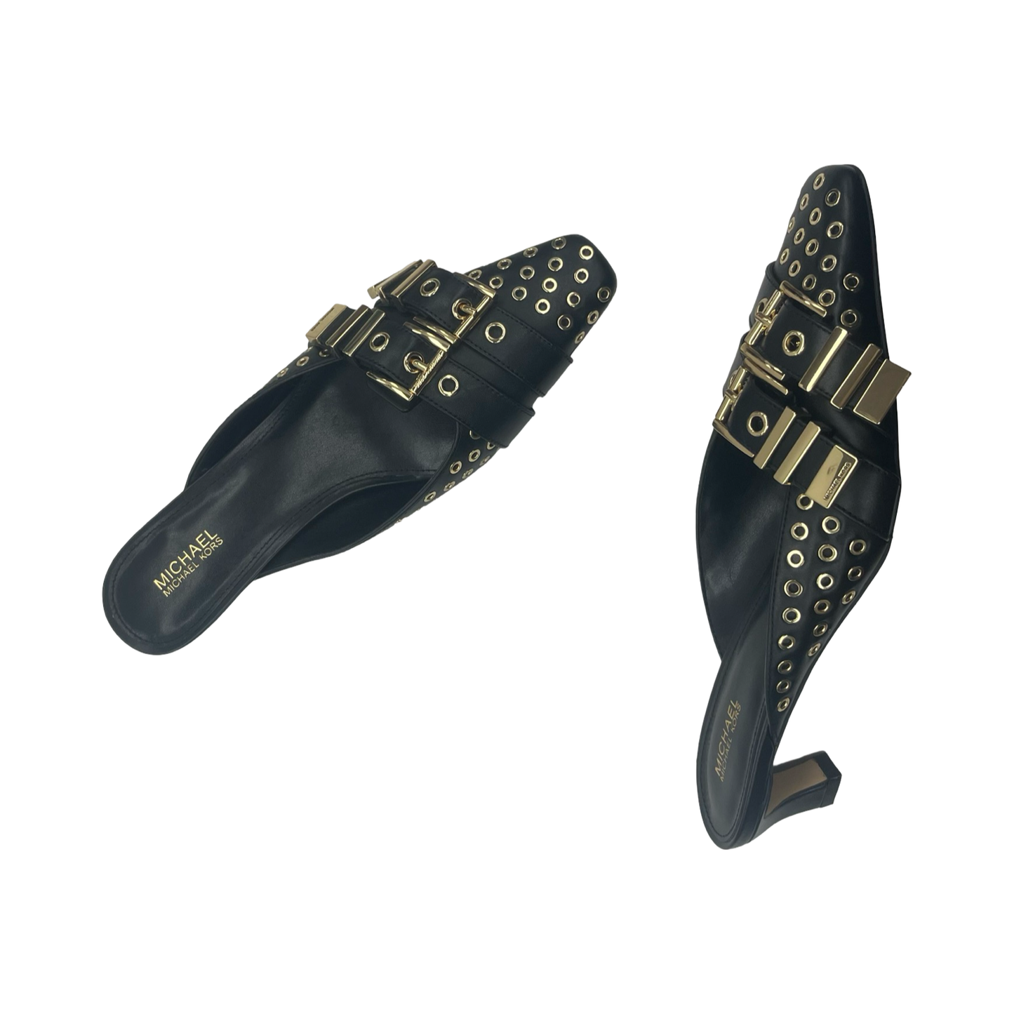 Shoes Designer By Michael Kors In Black & Gold, Size:6