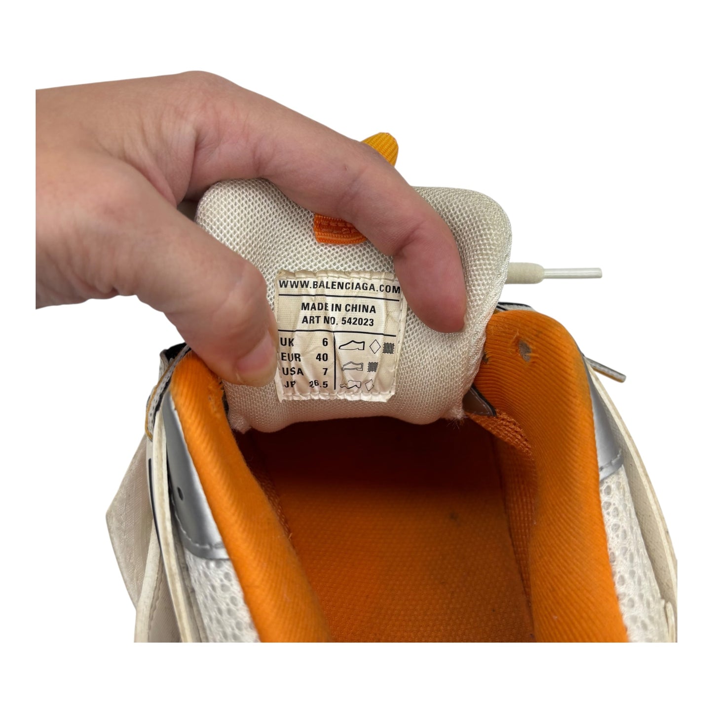 Shoes Luxury Designer By Balenciaga In Orange & White, Size:9.5