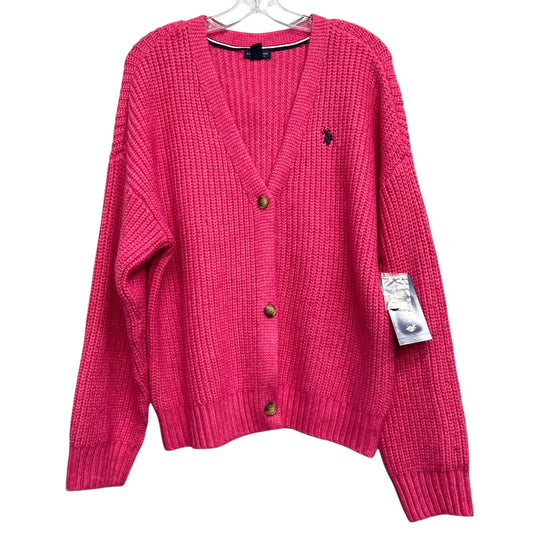 Sweater Cardigan By Polo Ralph Lauren In Pink, Size:1X