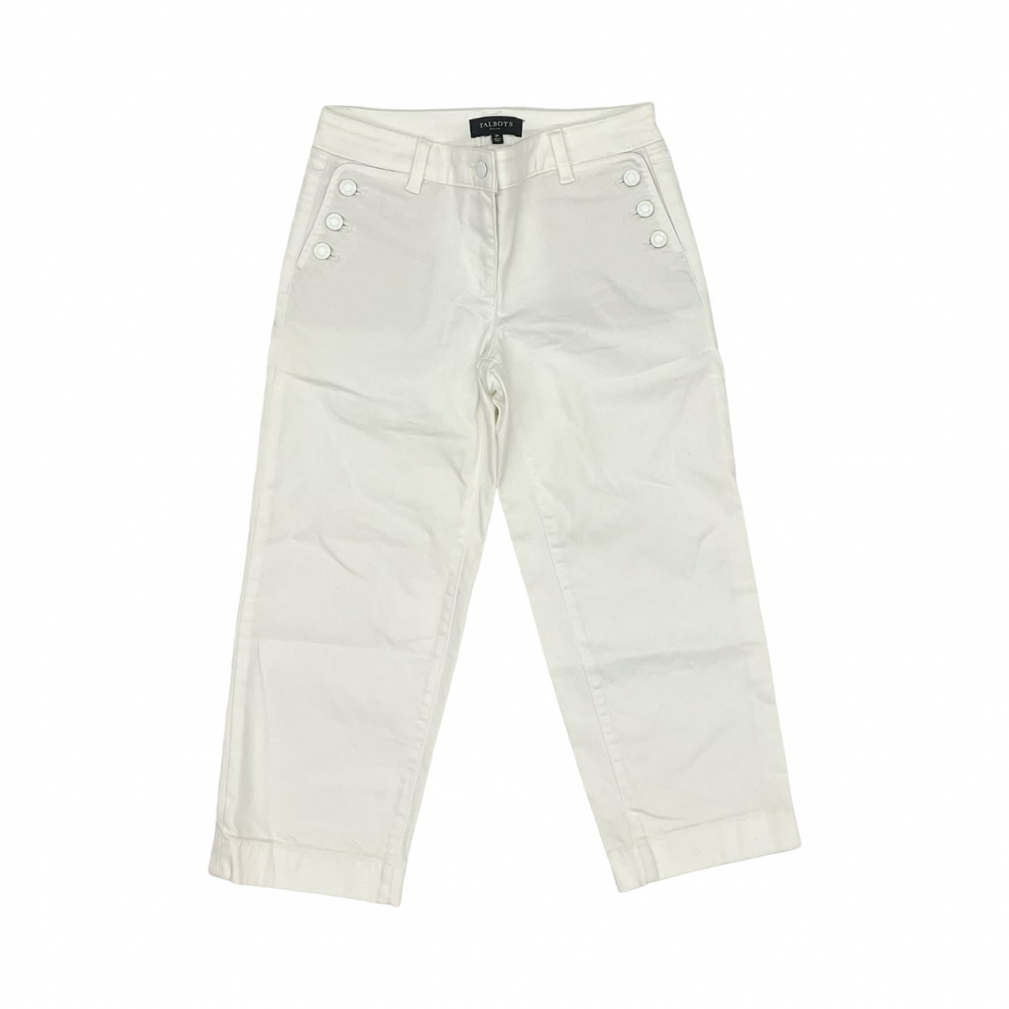 Jeans Cropped By Talbots In White Denim, Size:2P