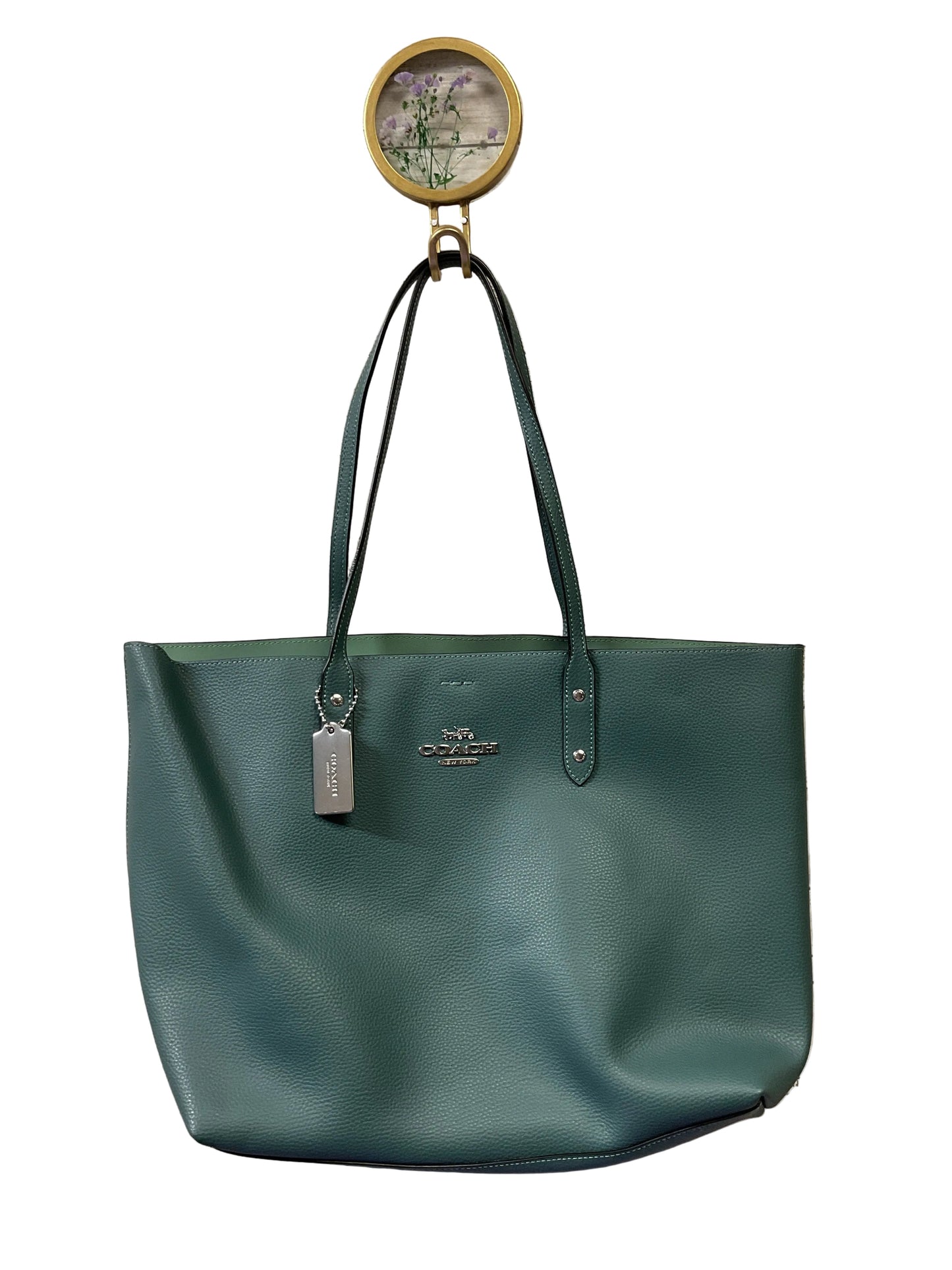 Handbag Designer By Coach In Green, Size:Large