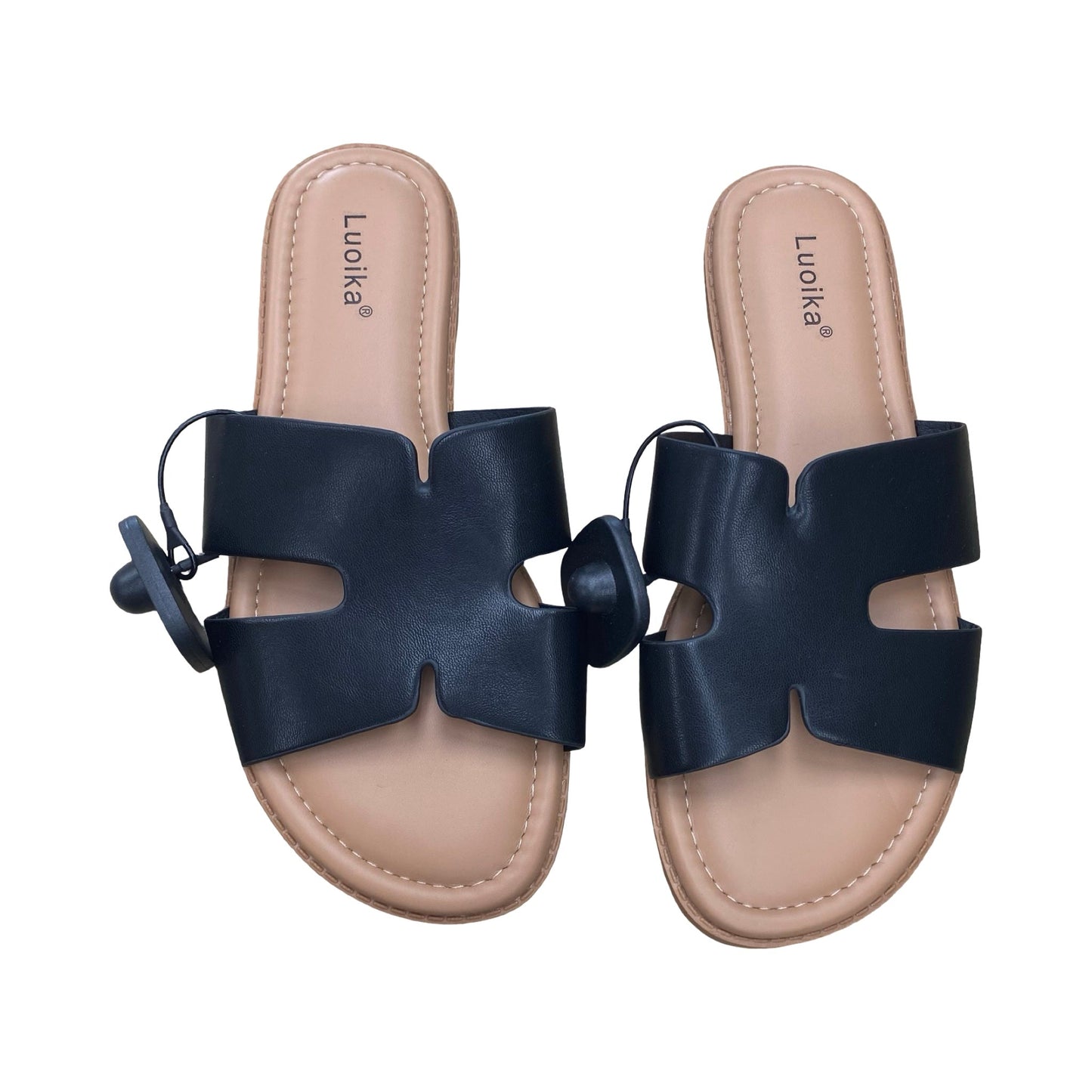 Sandals Flats By Luoika In Black & Brown, Size:8