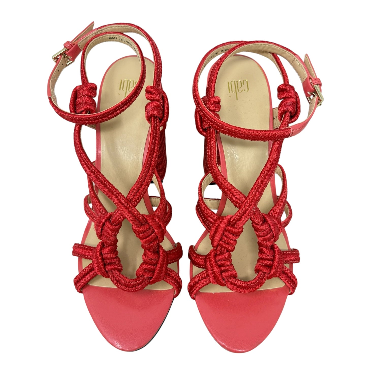 Tiptoe Rope Knotted Sandals Heels Block By Cabi In Red, Size: 9
