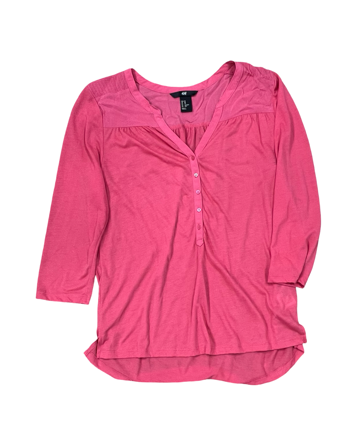 Top 3/4 Sleeve By H&M In Pink, Size:Xs