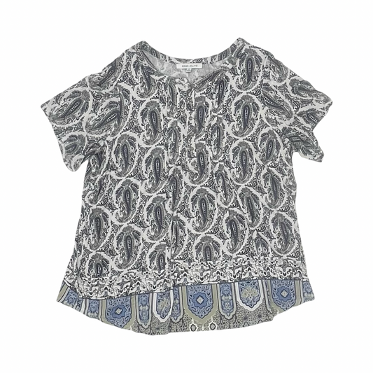 Blouse Ss By Rose And Olive In Blue & White, Size:1X