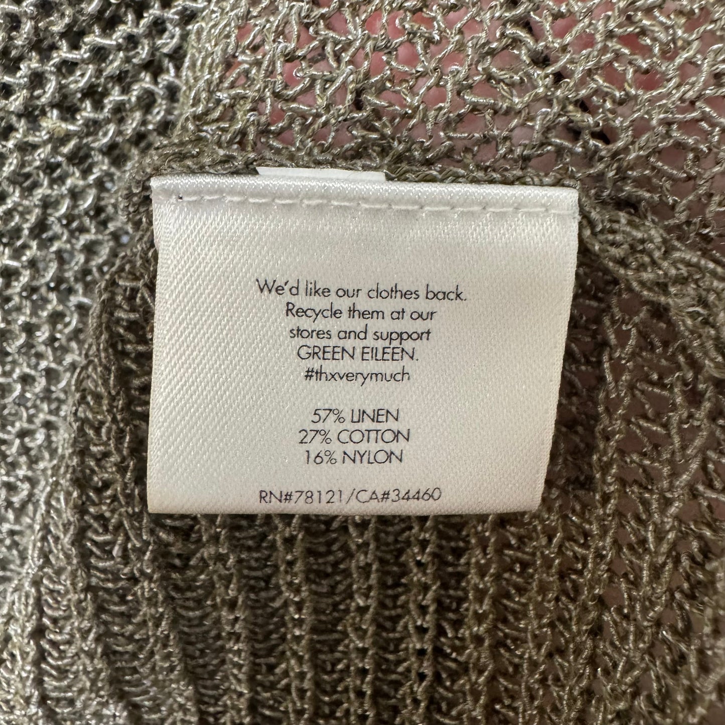 Linen Blend Top Long Sleeve By Eileen Fisher In Green, Size: Xs