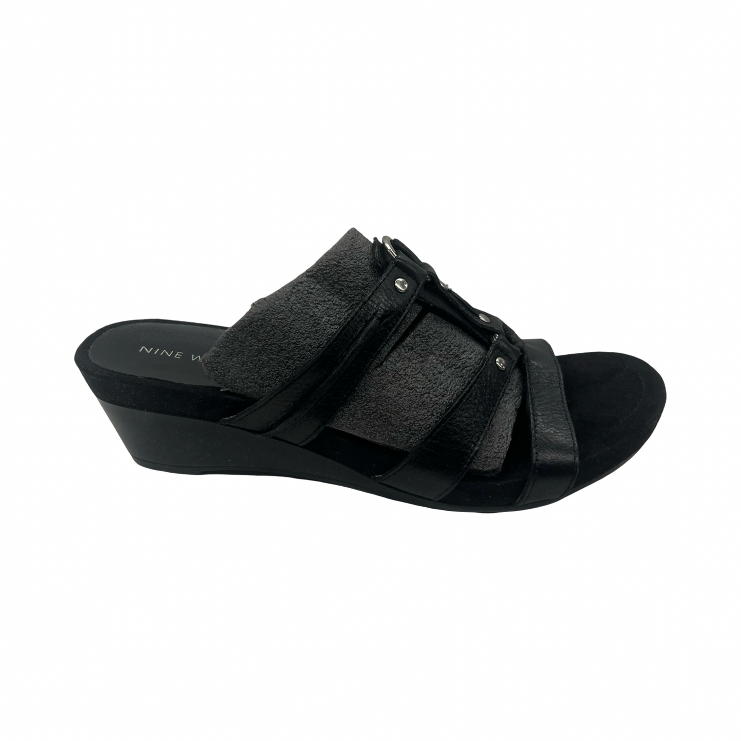 Sandals Heels Block By Nine West In Black, Size:7.5