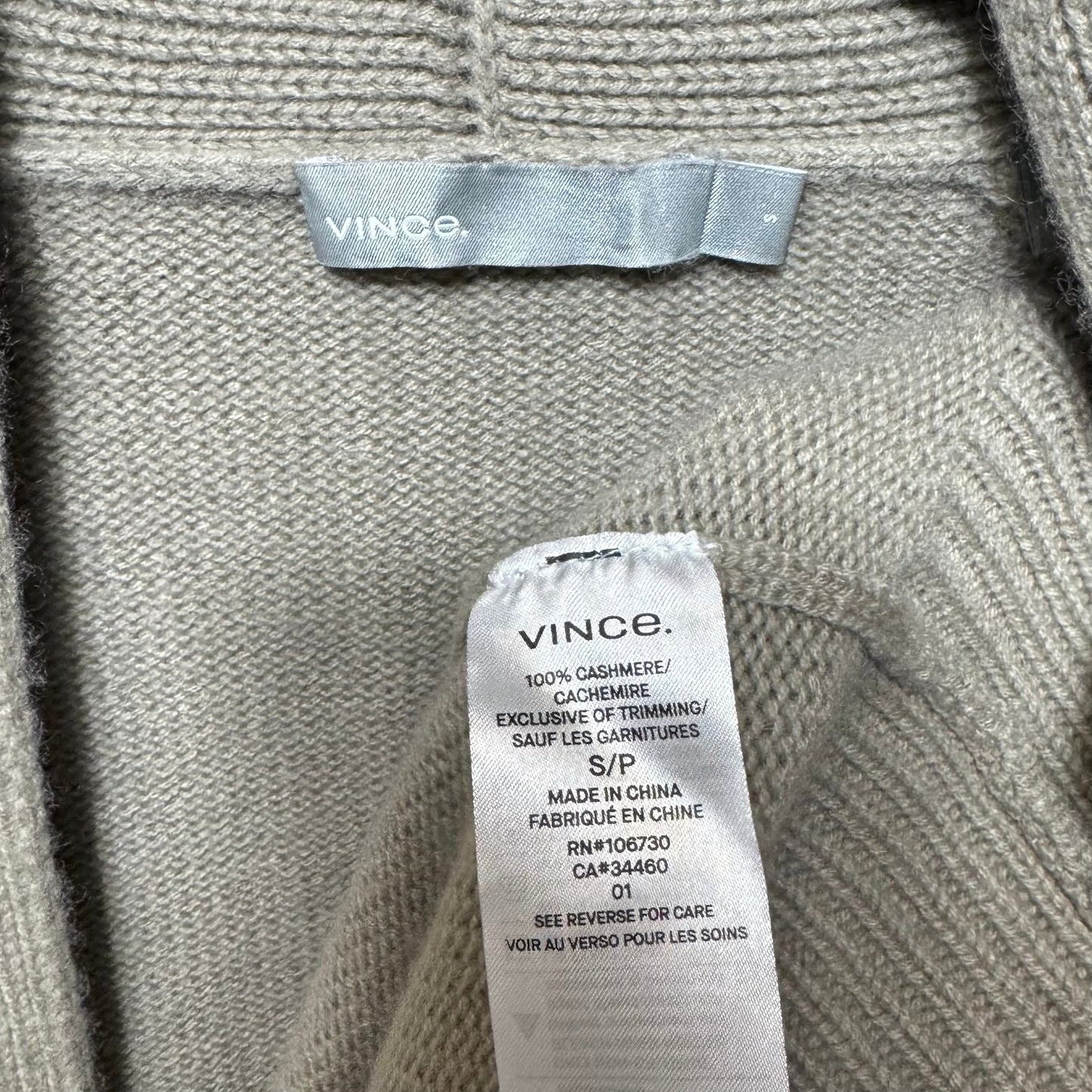 Sweater Cardigan Cashmere By Vince In Green, Size: S