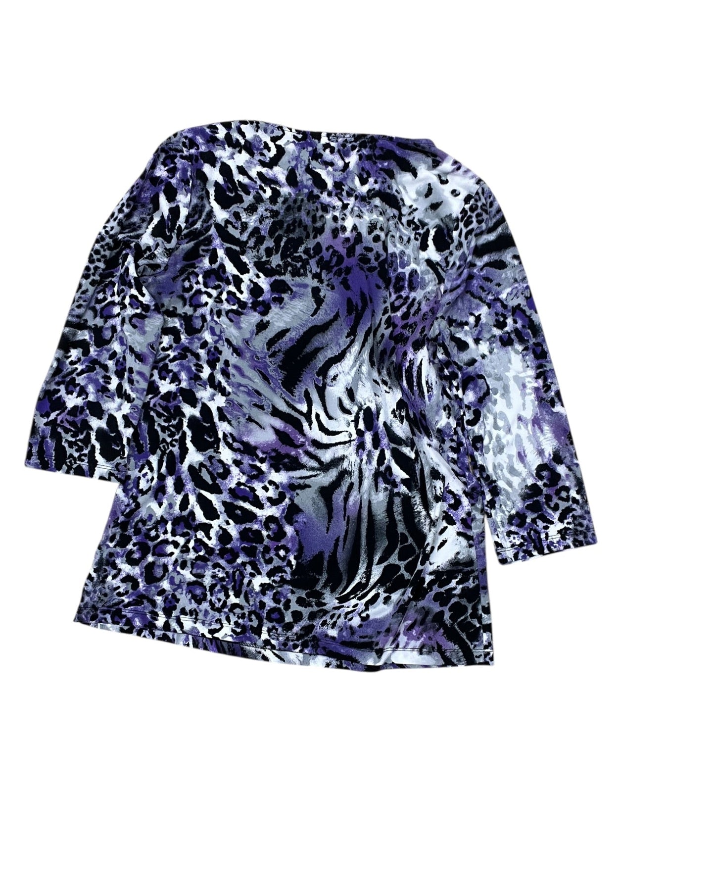Top 3/4 Sleeve By Laura Ashley In Purple & Yellow, Size:M