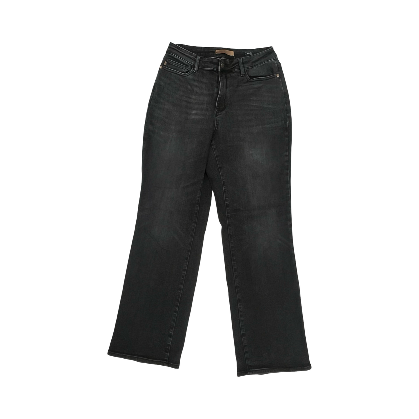 Jeans Straight By Judy Blue In Black Denim, Size:14