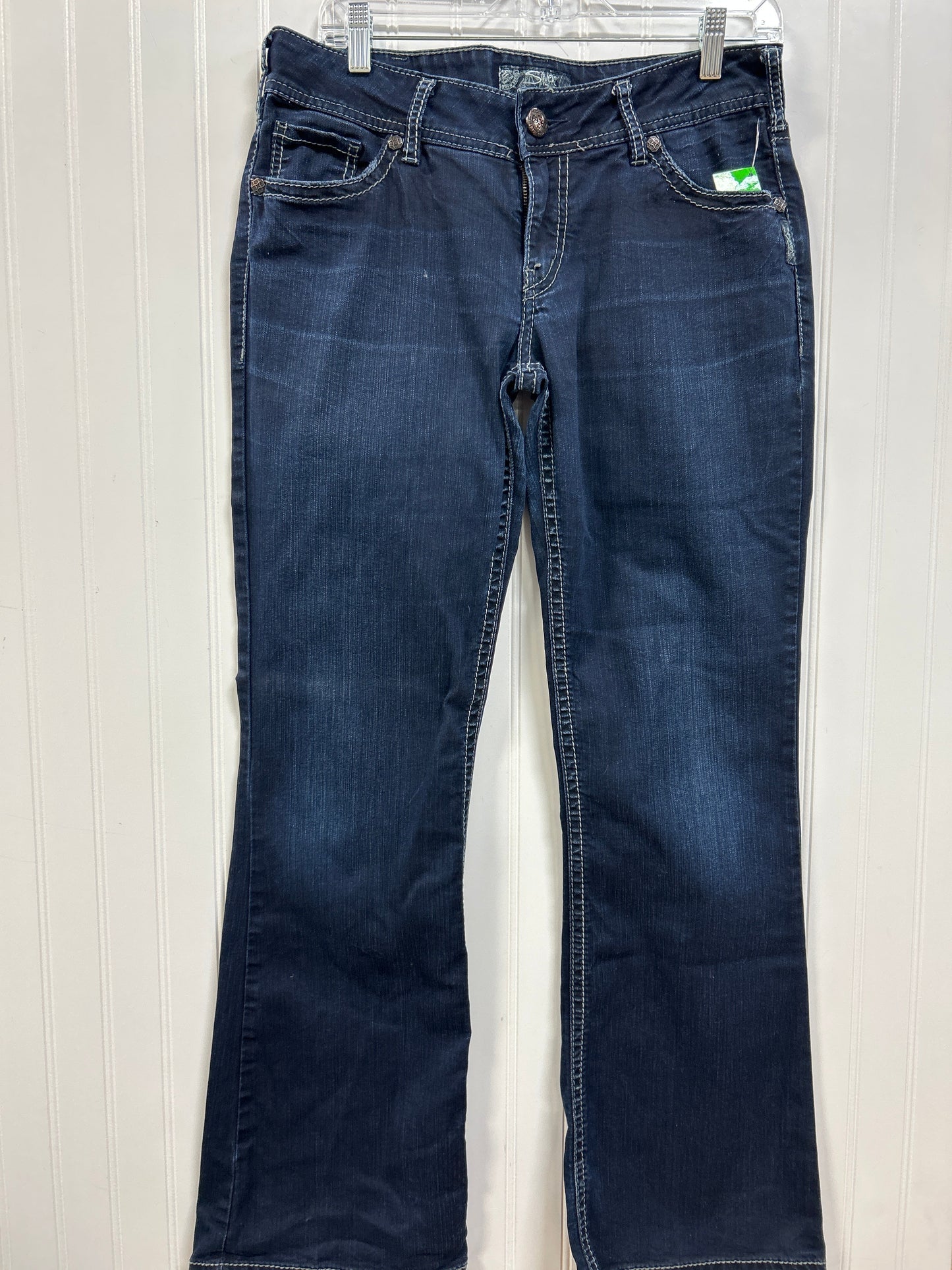 Jeans Boot Cut By Silver In Blue Denim, Size:10