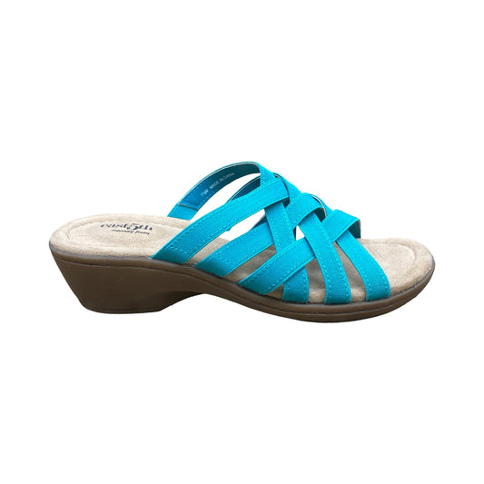 Sandals Heels Wedge By East 5Th In Blue & Brown, Size:7.5