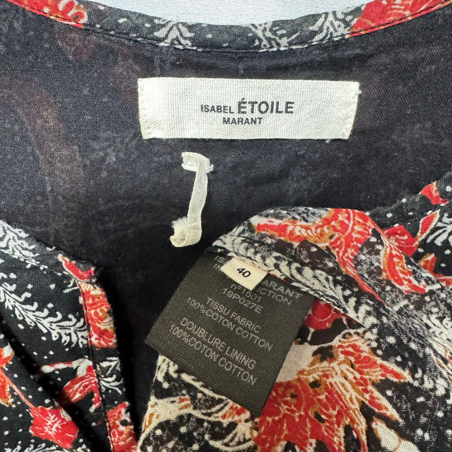 Erney Cotton Blouse Designer By Isabel Marant Etoile In Floral Print, Size: 8