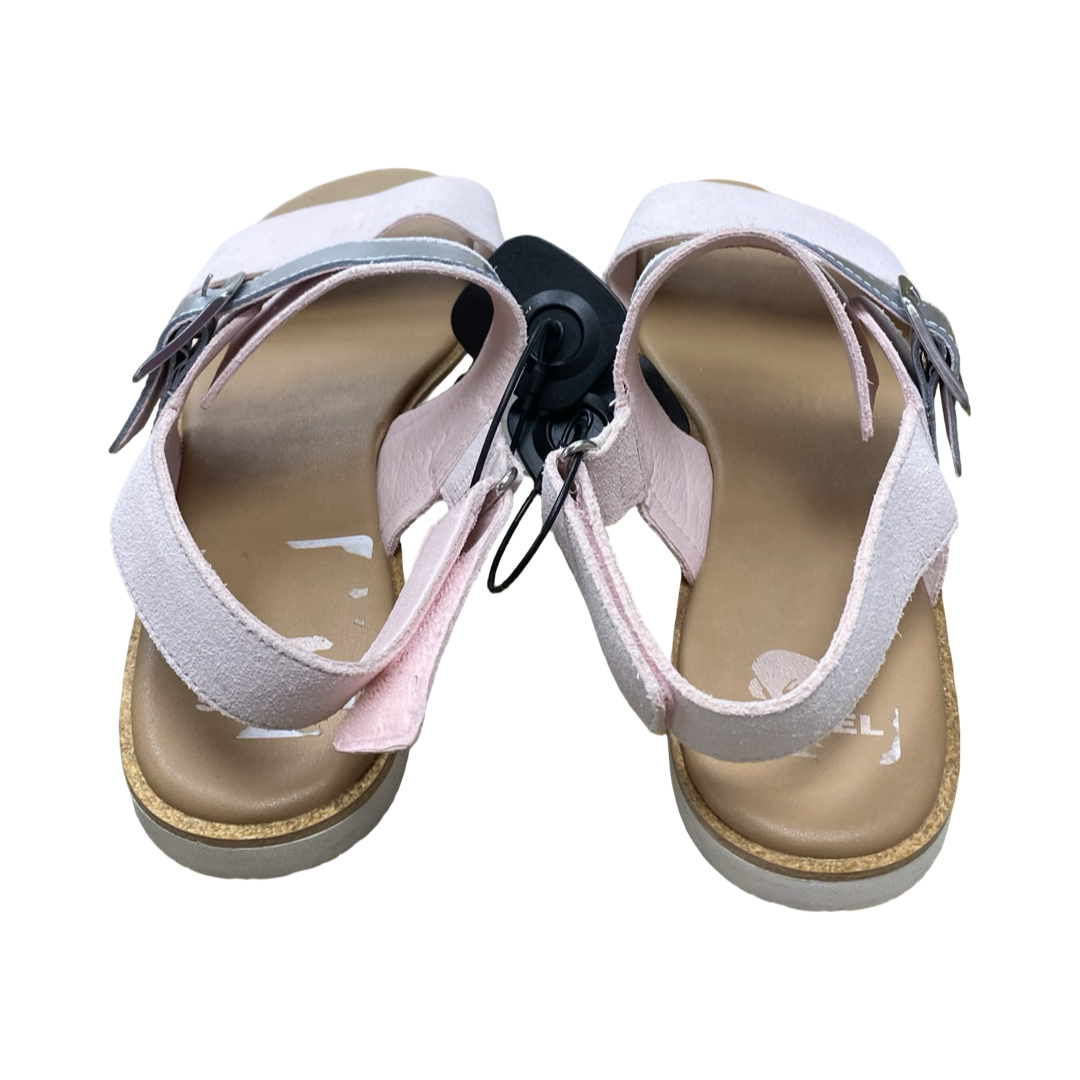 Sandals Designer By Sorel In Pink & Silver, Size:9