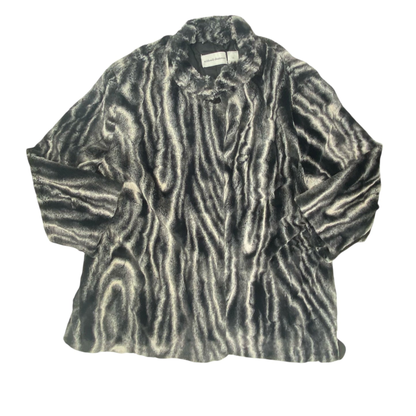 Coat Faux Fur & Sherpa By Alfred Dunner In Black & Grey, Size:18