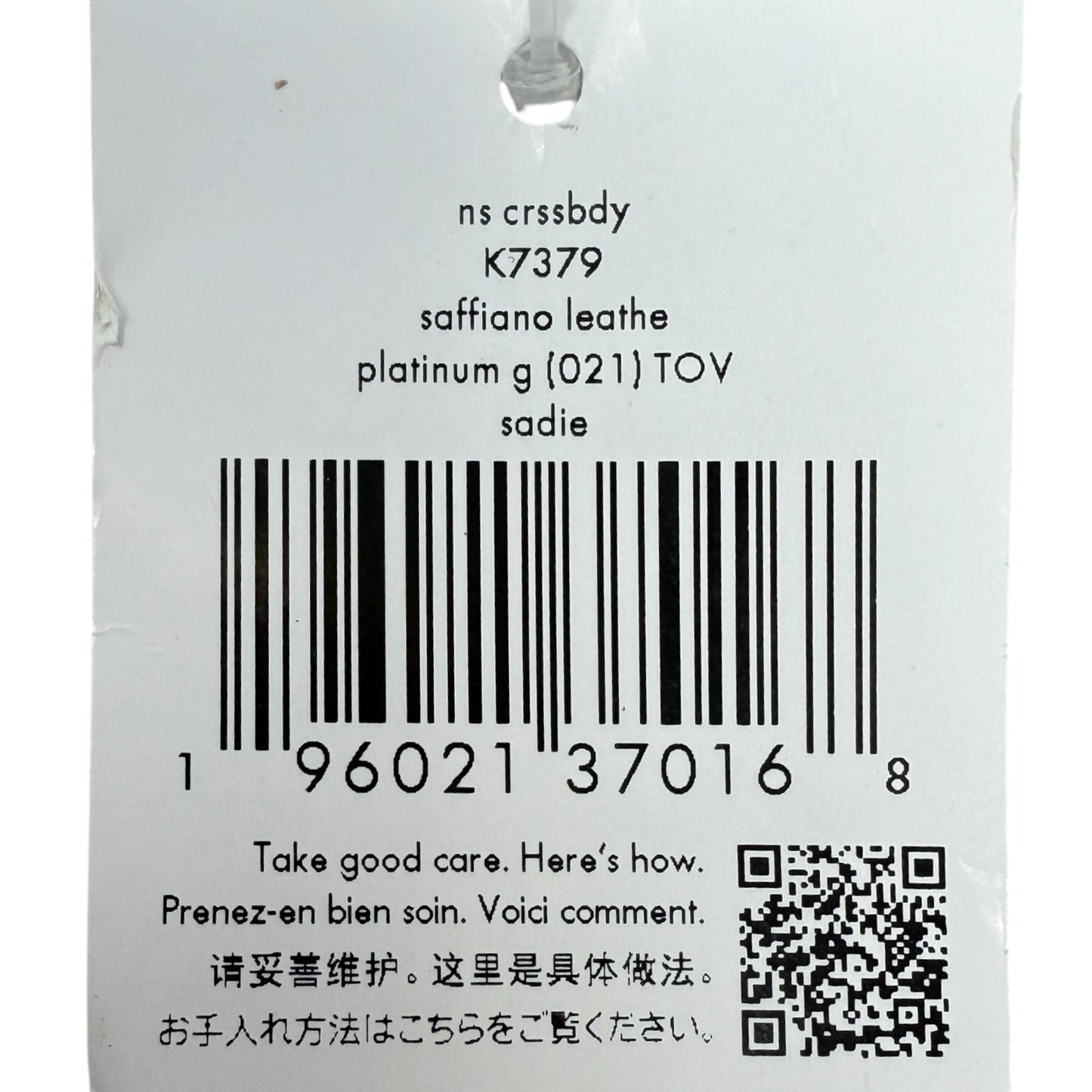 Sadie North South Crossbody In Platinum Saffiano Leather Designer By Kate Spade, Size: Small