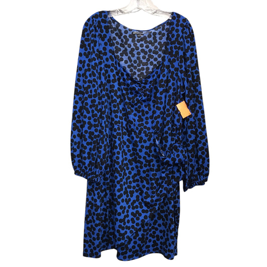 Dress Casual Short By Ava & Viv In Black & Blue, Size:1X