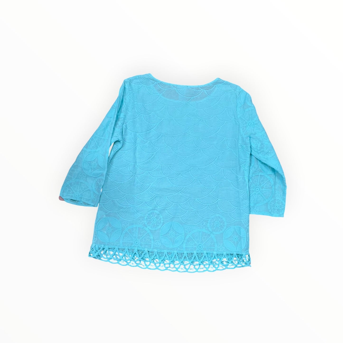 Top 3/4 Sleeve By Chicos In Aqua, Size:S
