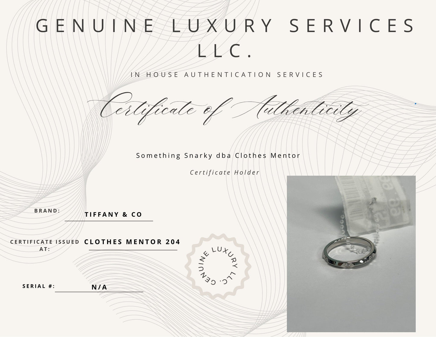 Tiffany & Company True Band Platinum Diamond Luxury Ring, Size: 8.5