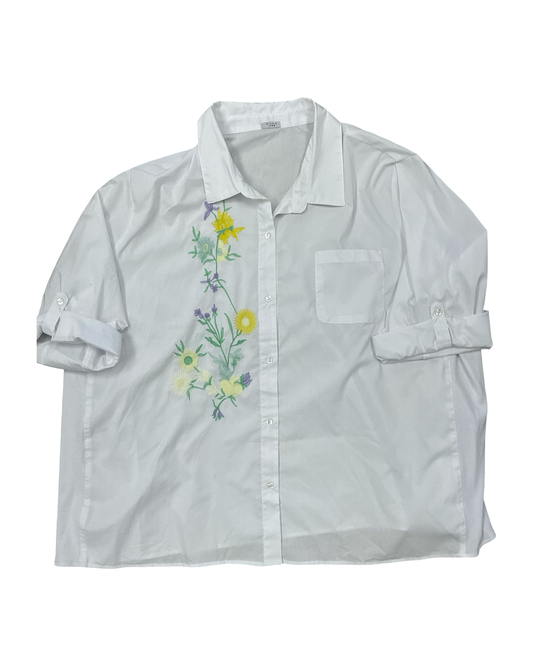 Top 3/4 Sleeve By Clothes Mentor In White, Size:3X