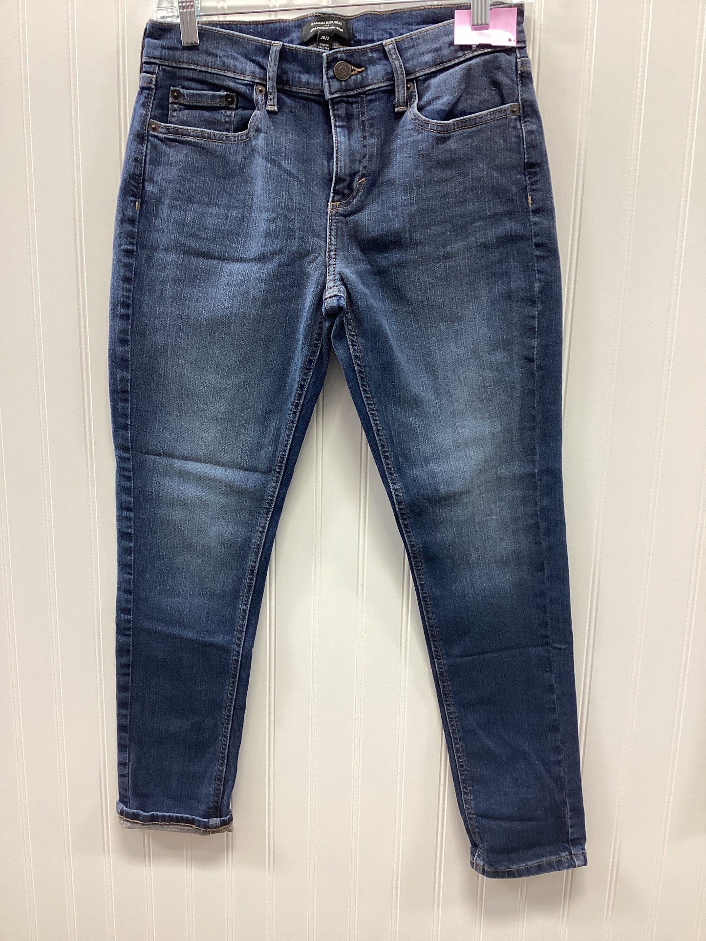 Jeans Skinny By Banana Republic In Blue Denim, Size:4