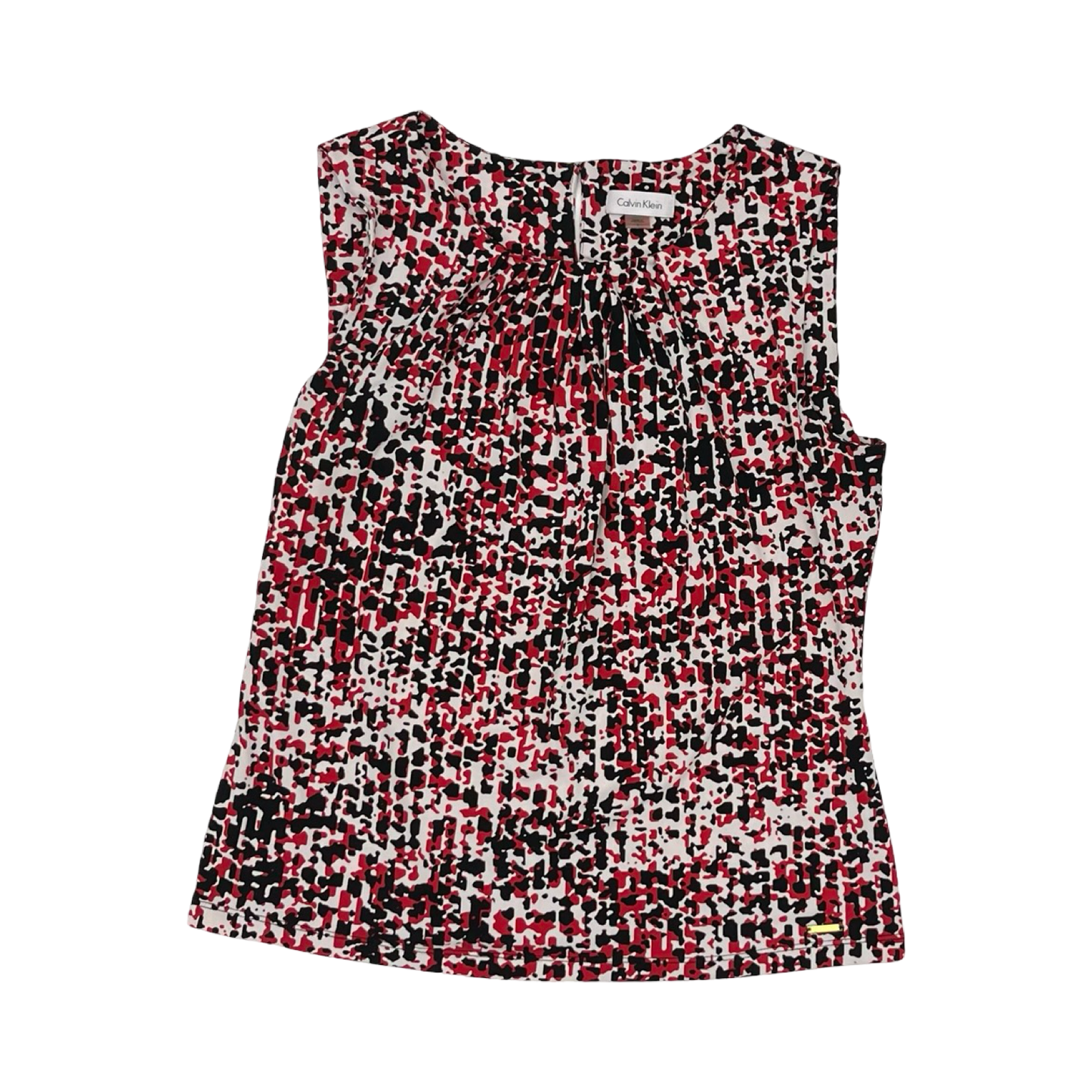 Blouse Sleeveless By Calvin Klein In Black & Red, Size:L