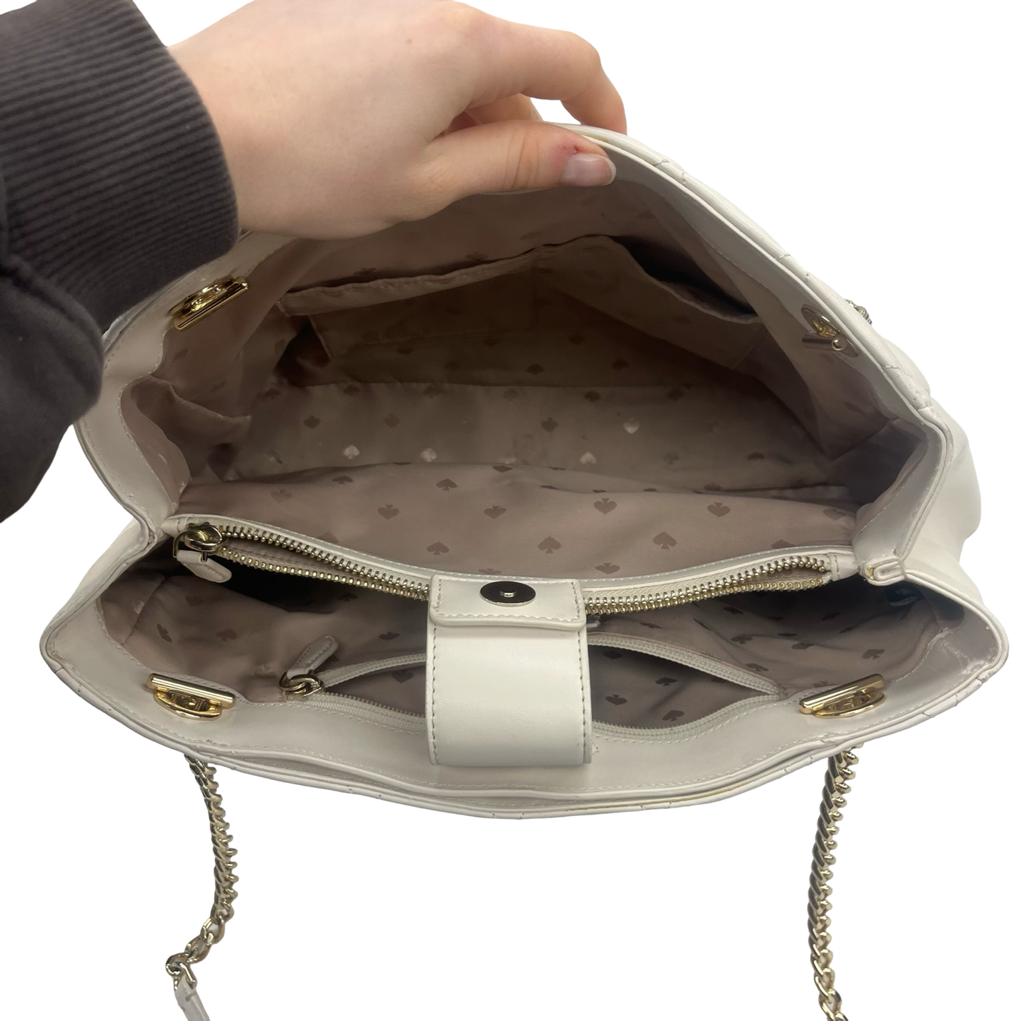 Handbag Designer By Kate Spade In Cream, Size:Medium