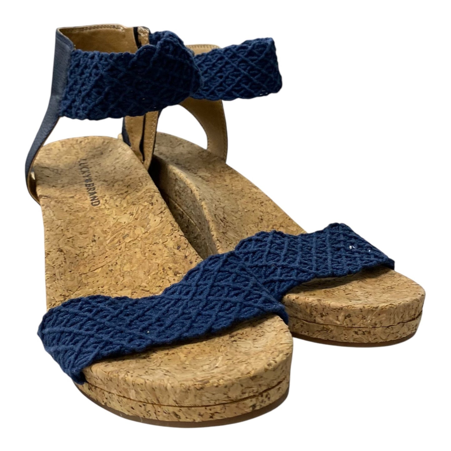 Sandals Heels Wedge By Lucky Brand In Blue, Size:8.5