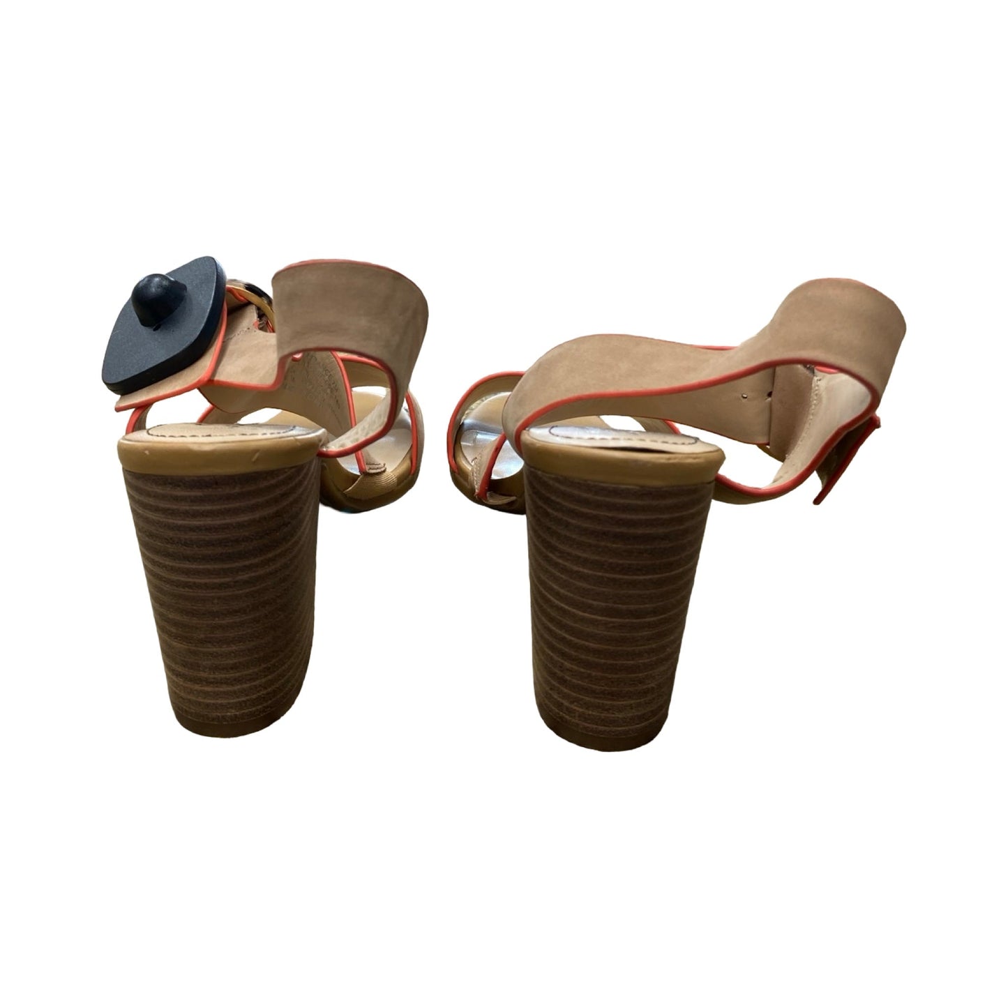 Sandals Heels Block By Cmc In Brown & Orange, Size:7