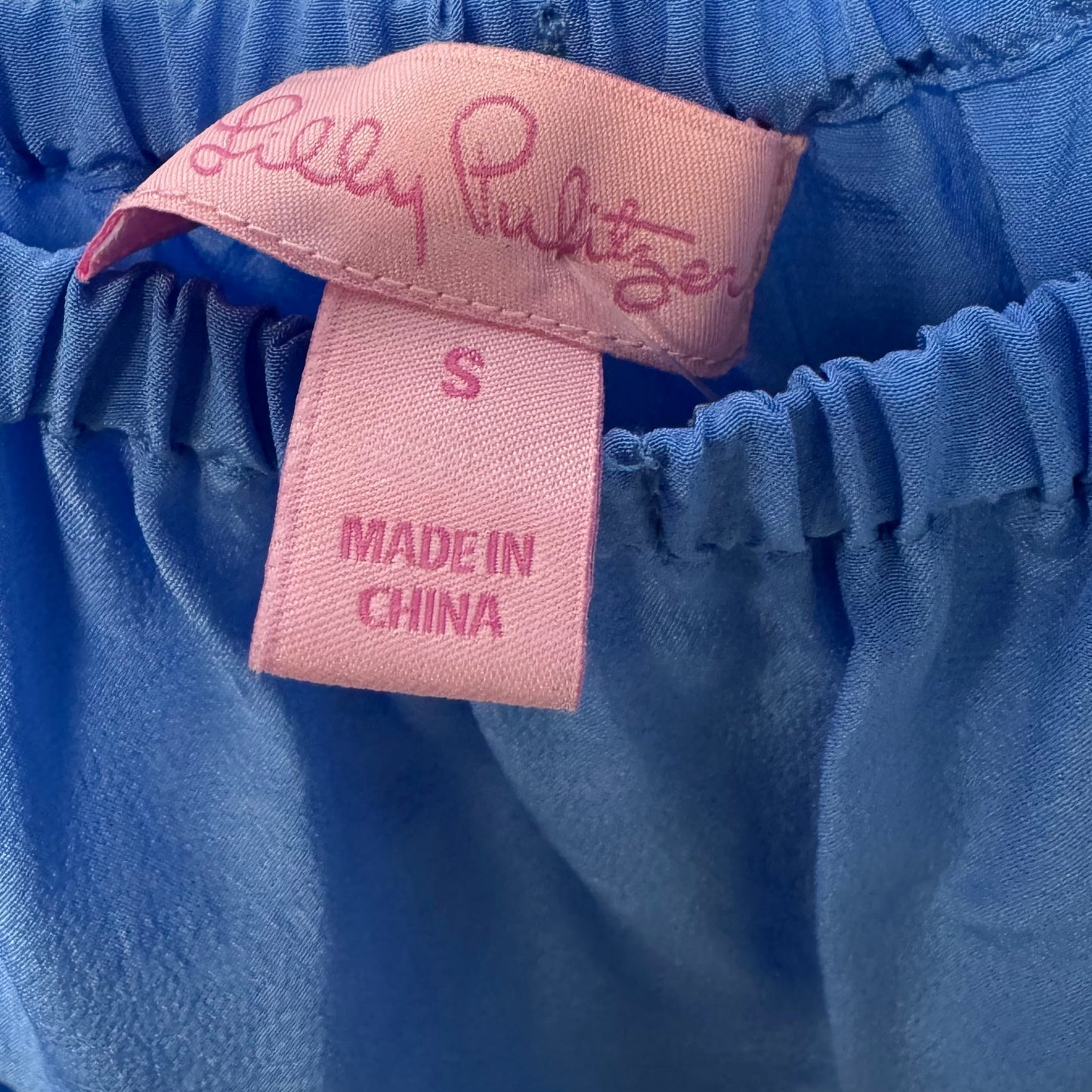 Sanilla Off The Shoulder Silk Top 3/4 Sleeve Designer By Lilly Pulitzer In Lapis Blue, Size: S