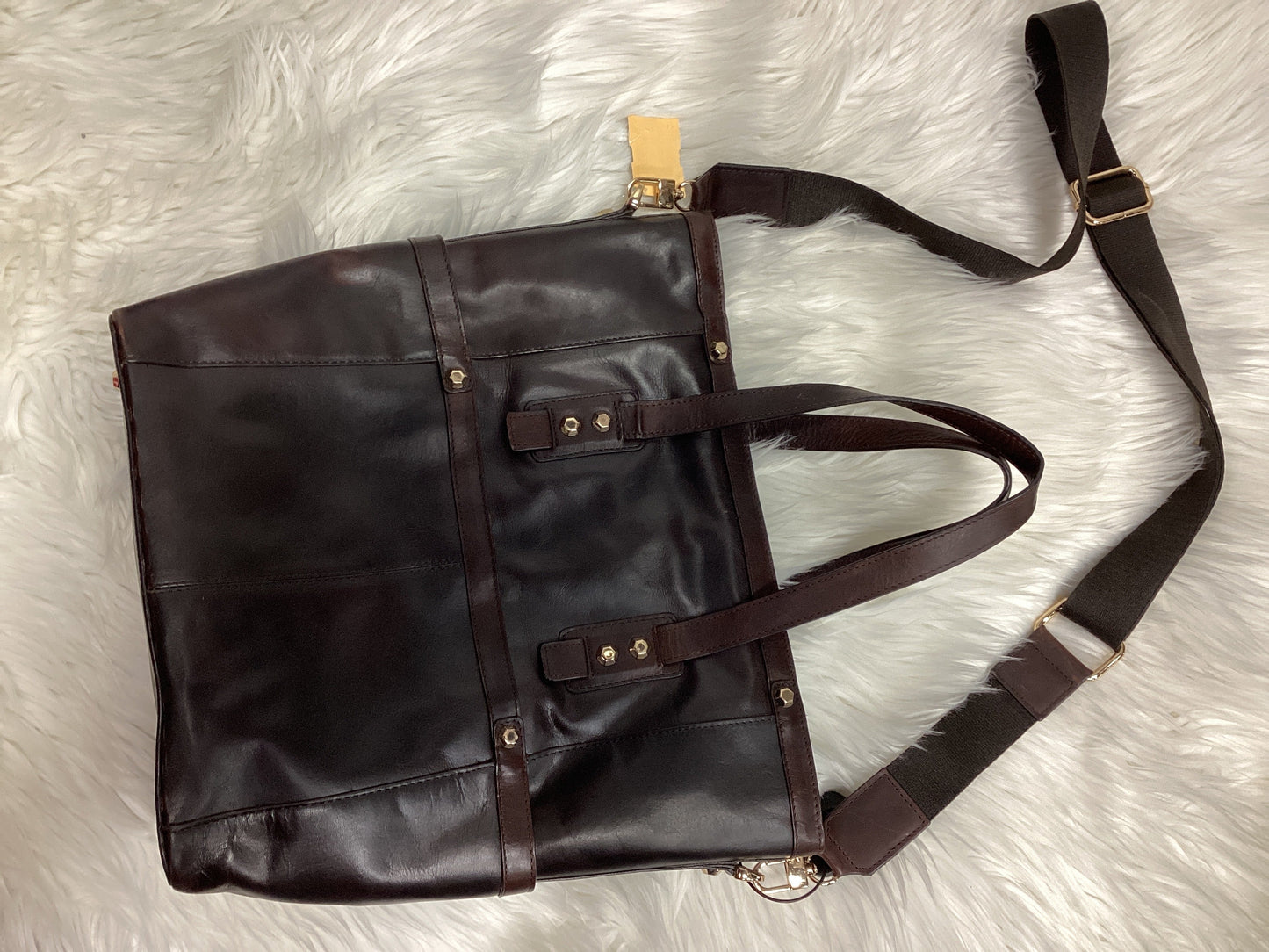 Handbag Leather By Laundry In Brown, Size:Medium