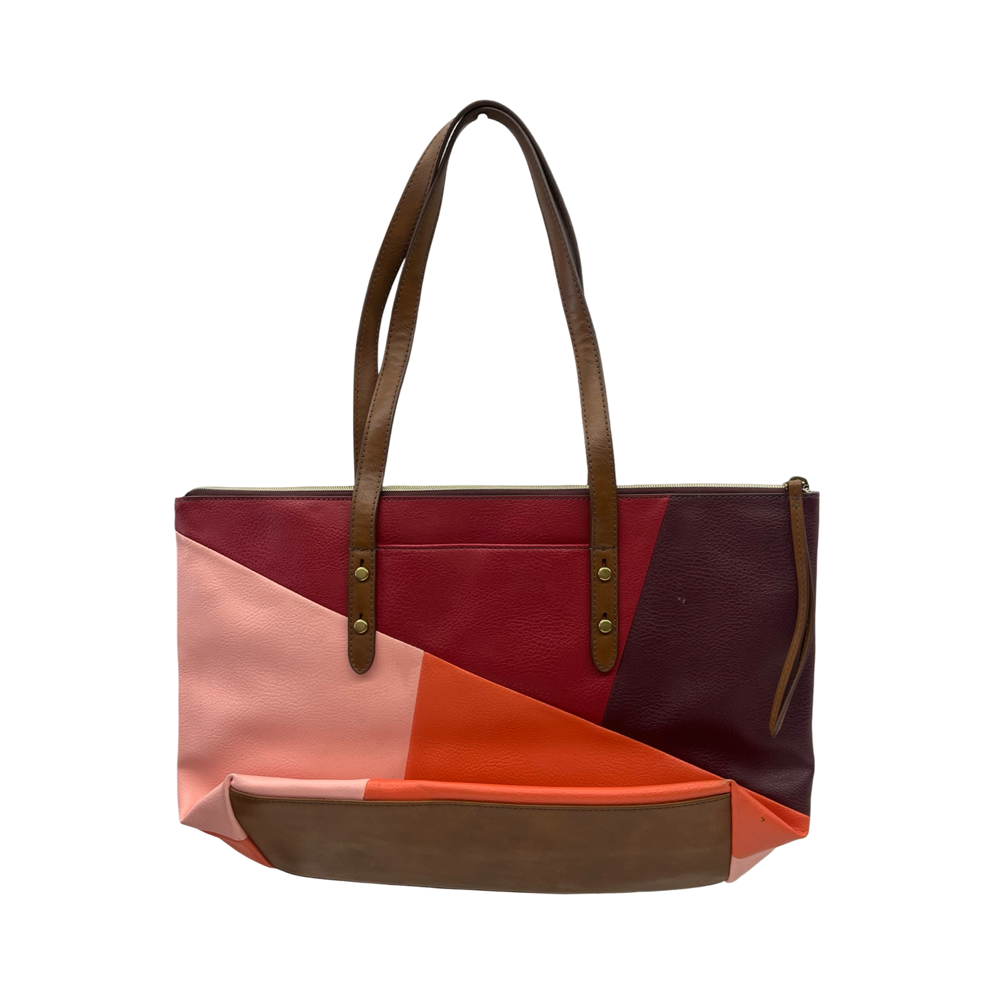 Handbag By Fossil In Pink & Red, Size:Large