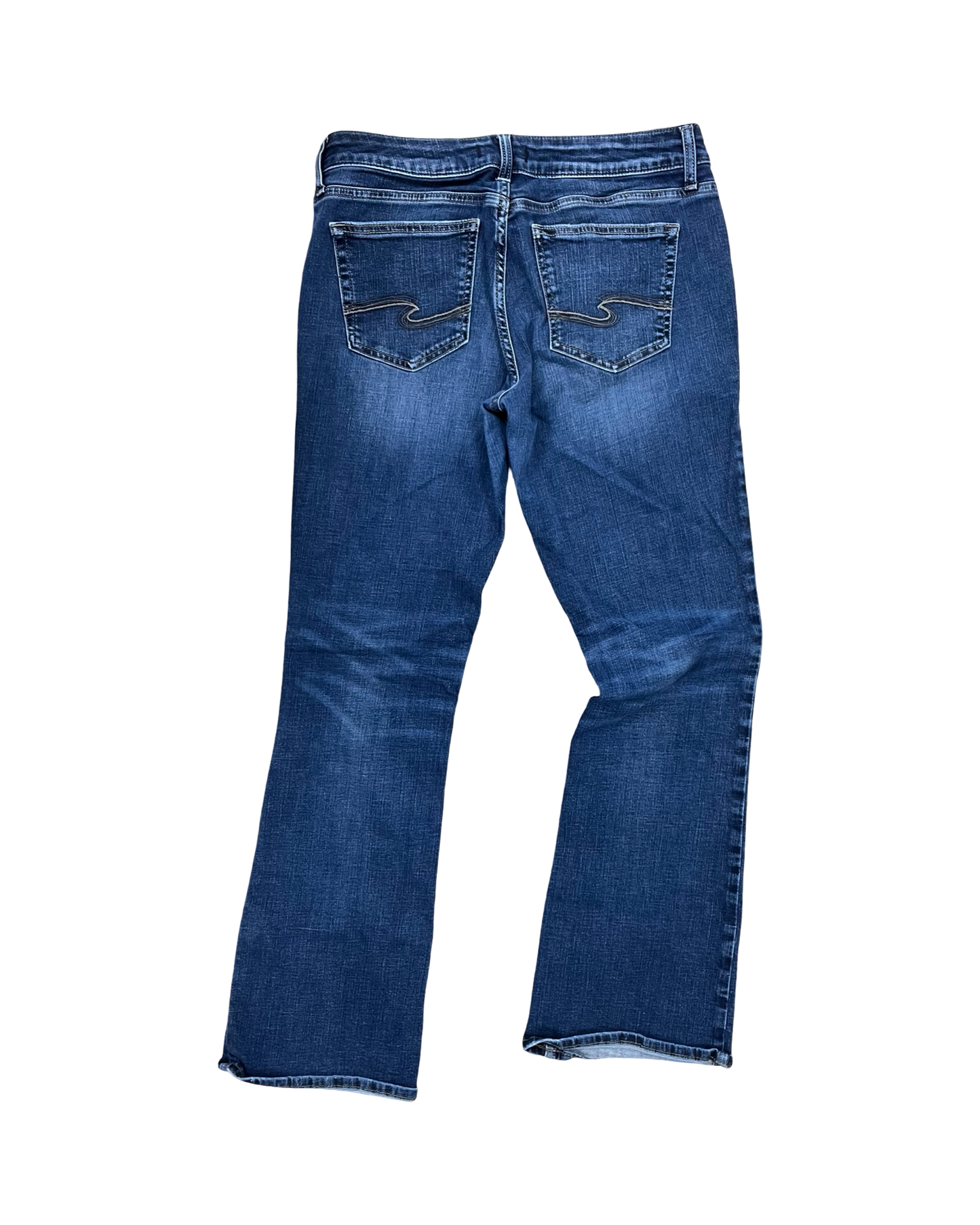 Jeans Boot Cut By Silver In Blue Denim, Size:12