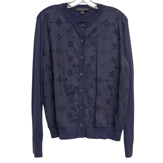 Sweater Cardigan By Ann Taylor In Navy, Size:Xl
