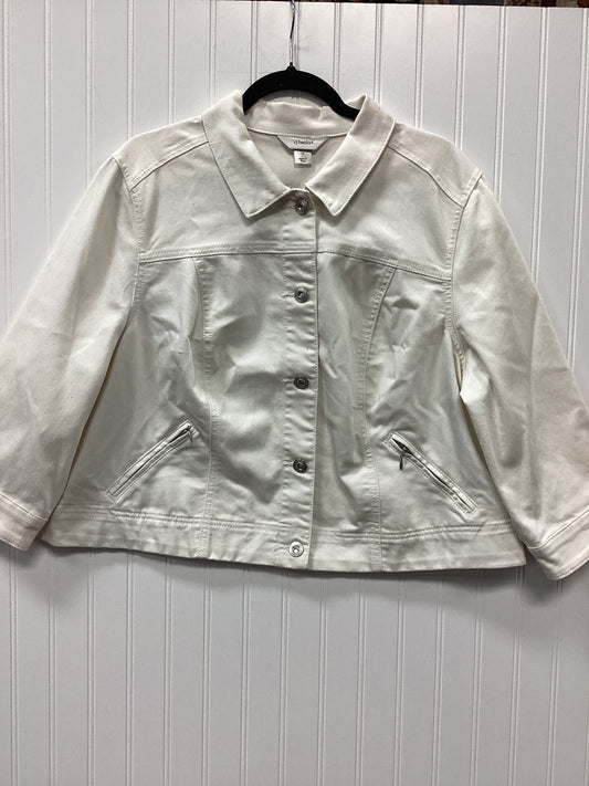 Jacket Denim By Cj Banks In Cream Denim, Size:1X