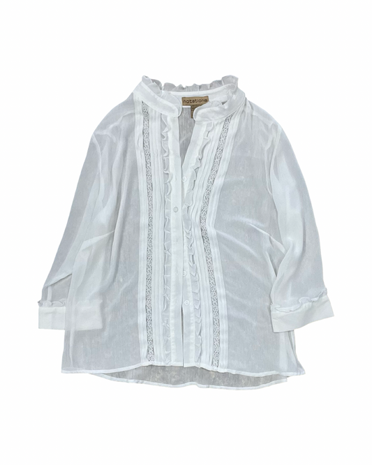 Blouse Ls By Notations In White, Size:L